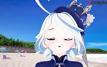 フリーナがビーチでファックする魅惑的な魅力を目撃せよ